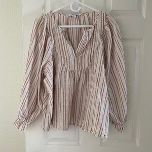 Elizabeth and James Women Stitch Puff Sleeve Blouse Size L